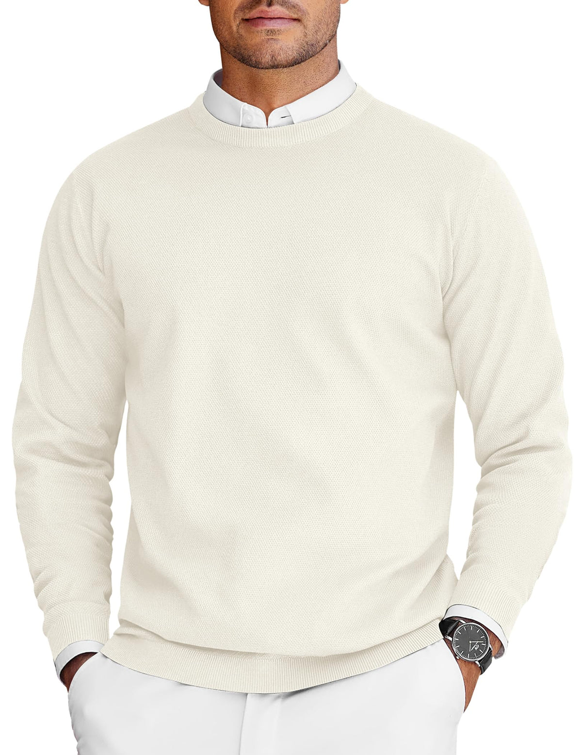 COOFANDY Mens Crew Neck Sweaters Long Sleeve Lightweight Pullover Sweater