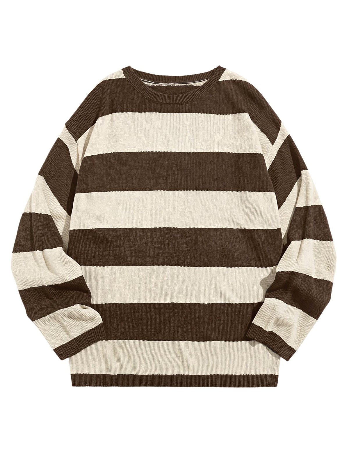 Floerns Men Striped Pullover Sweater Colorblock Crew Neck Knit Casual Tops
