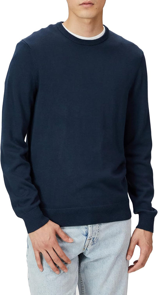 Amazon Essentials Men's Cable Knit Long-Sleeve Crewneck Sweater, 100% Cotton, Big & Tall Options Available