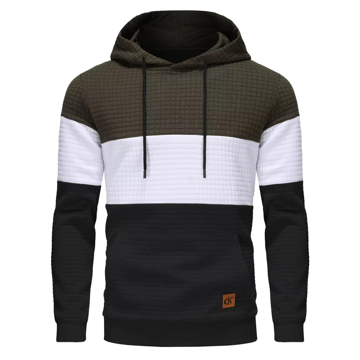 Yundobop Men's Pullover Hoodies Plaid Jacquard with Kangaroo Pocket