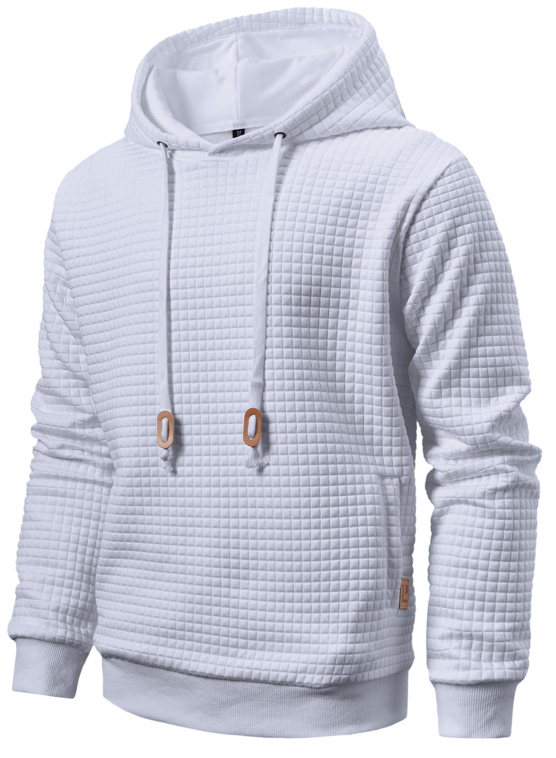 Qichic Men’s Sweatshirts Long Sleeve Pullover Patchwork Plaid Jacquard Hoodie Casual Drawstring Hoody Top