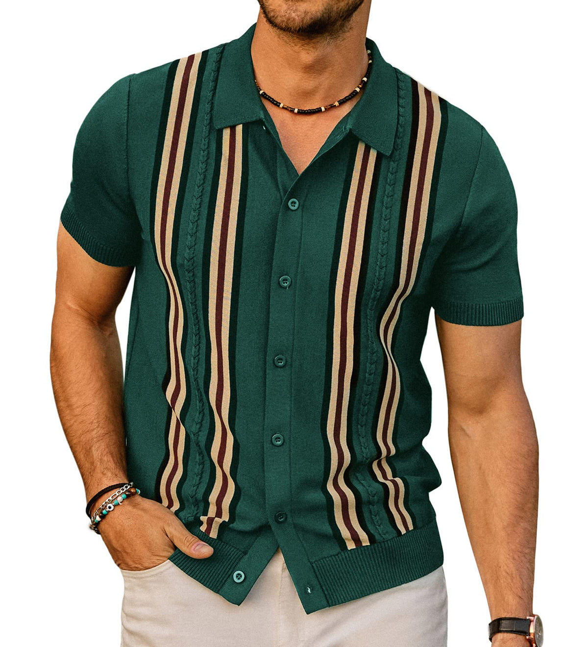 PJ PAUL JONES Mens Vintage Button Down Knitted Polo Shirt