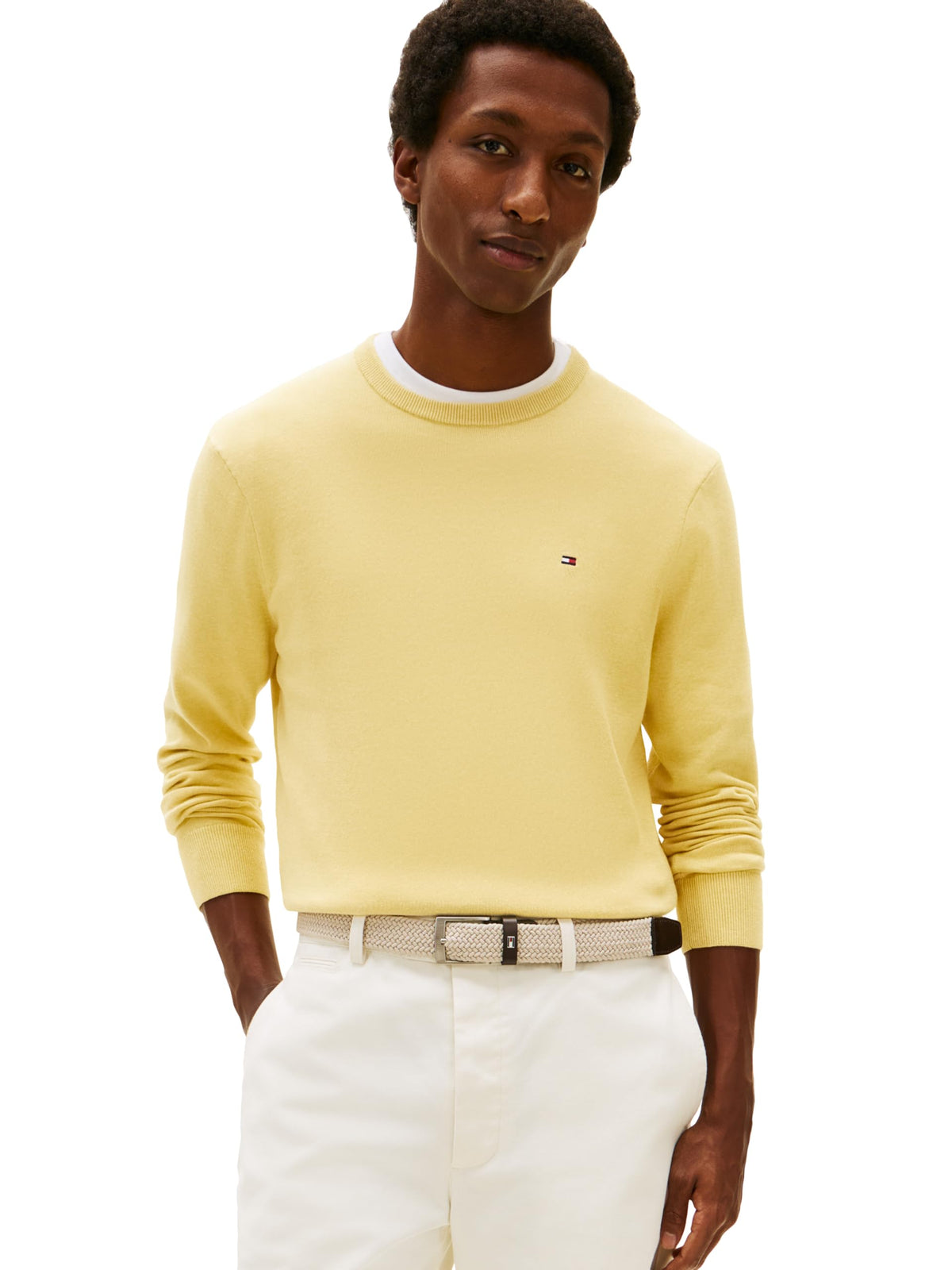 Tommy Hilfiger Men's Cotton Solid Crewneck Sweater Lightweight Pullover, Also Available in Big & Tall