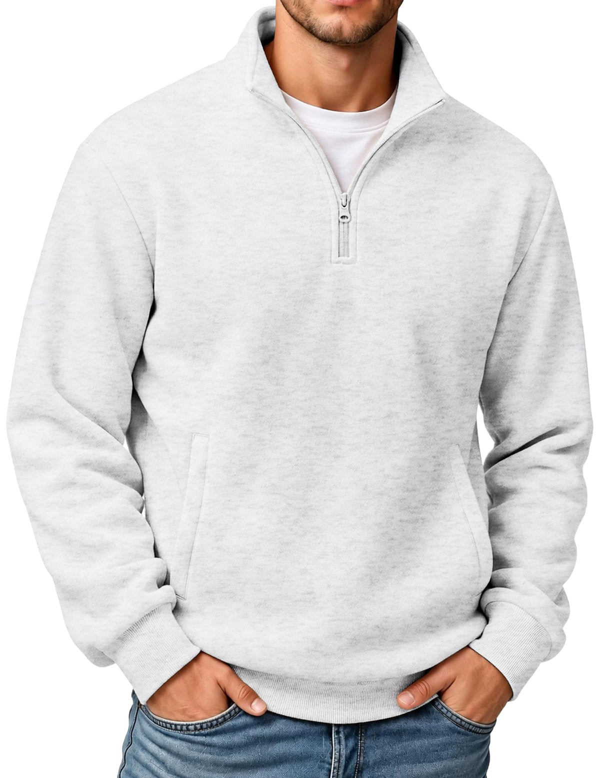 COOFANDY Mens Quarter Zip Pullover Sweatshirt Fleece Mock Neck with Pocket