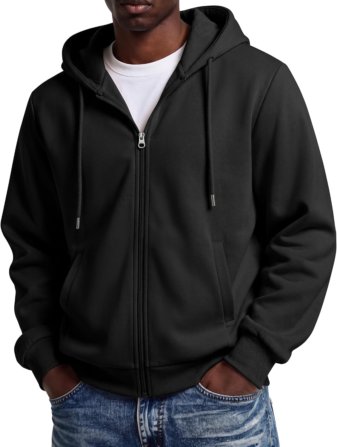 COOFANDY Men Full Zip Hoodie Fleece Zipper Sweatshirt Casual Hooded Jacket