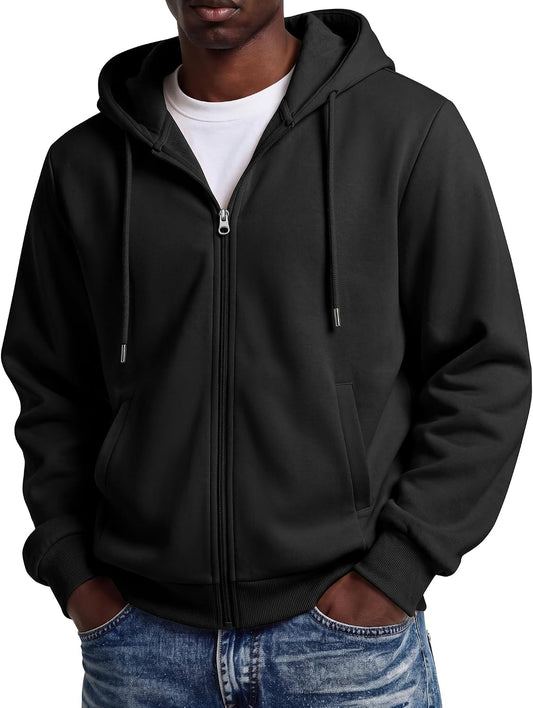 COOFANDY Men Full Zip Hoodie Fleece Zipper Sweatshirt Casual Hooded Jacket