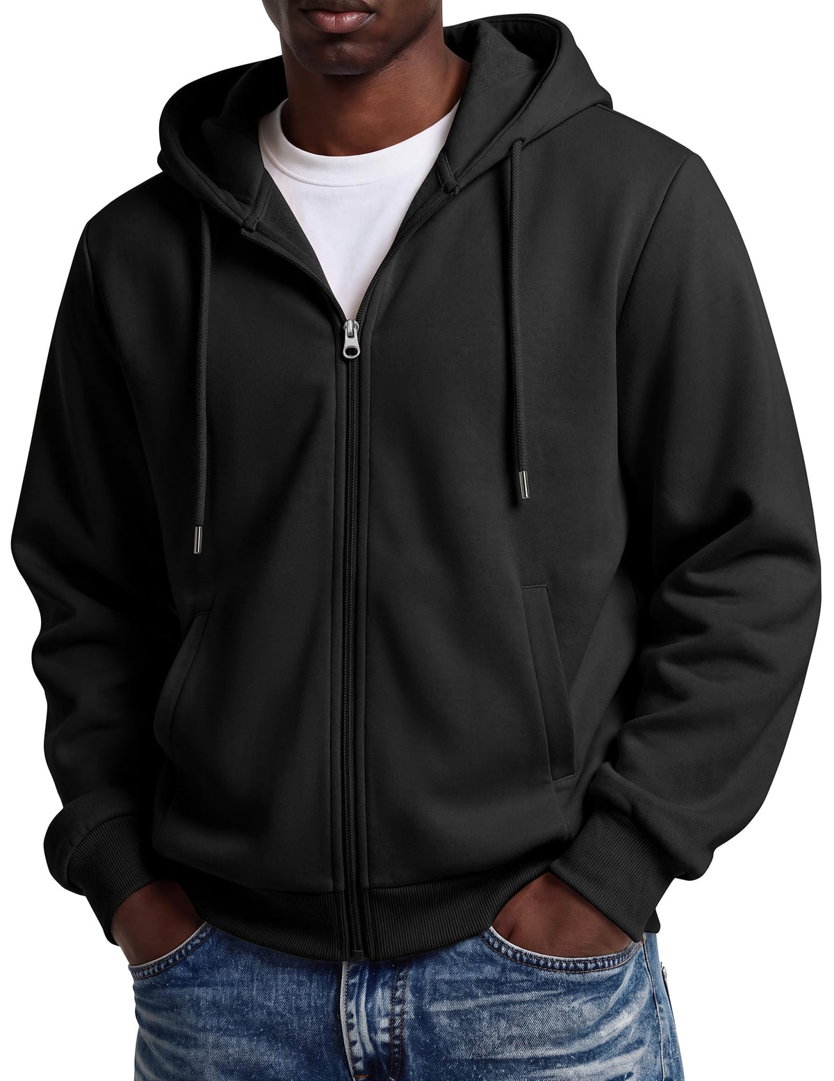 COOFANDY Men Full Zip Hoodie Fleece Zipper Sweatshirt Casual Hooded Jacket