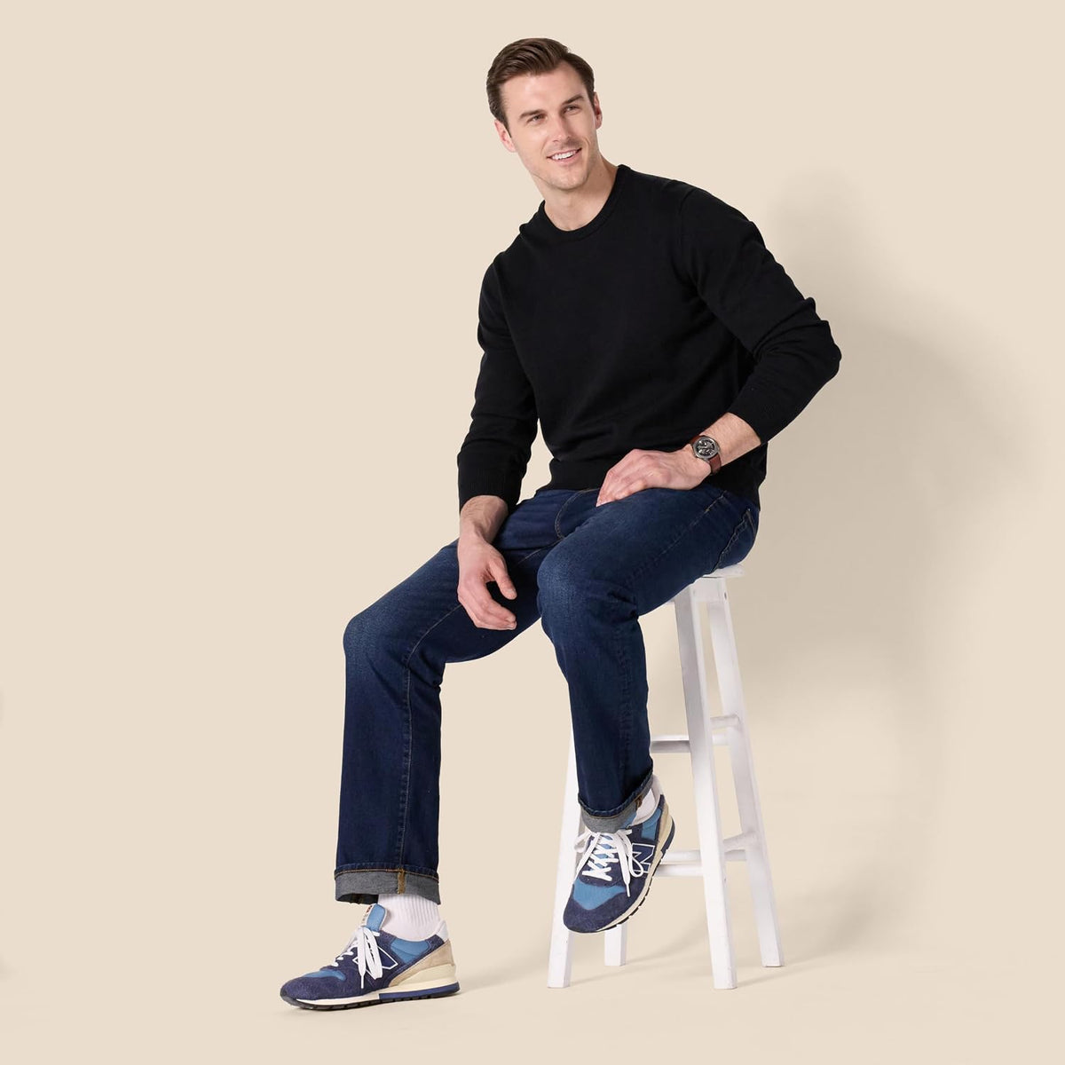 Amazon Essentials Men's Cable Knit Long-Sleeve Crewneck Sweater, 100% Cotton, Big & Tall Options Available