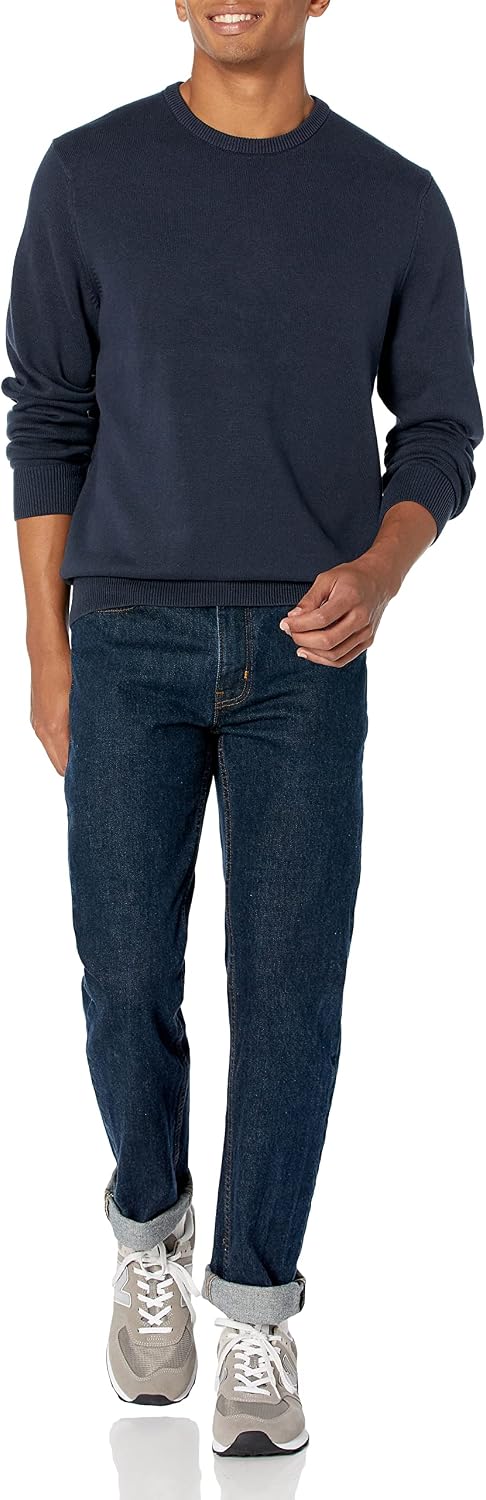 Amazon Essentials Men's Cable Knit Long-Sleeve Crewneck Sweater, 100% Cotton, Big & Tall Options Available