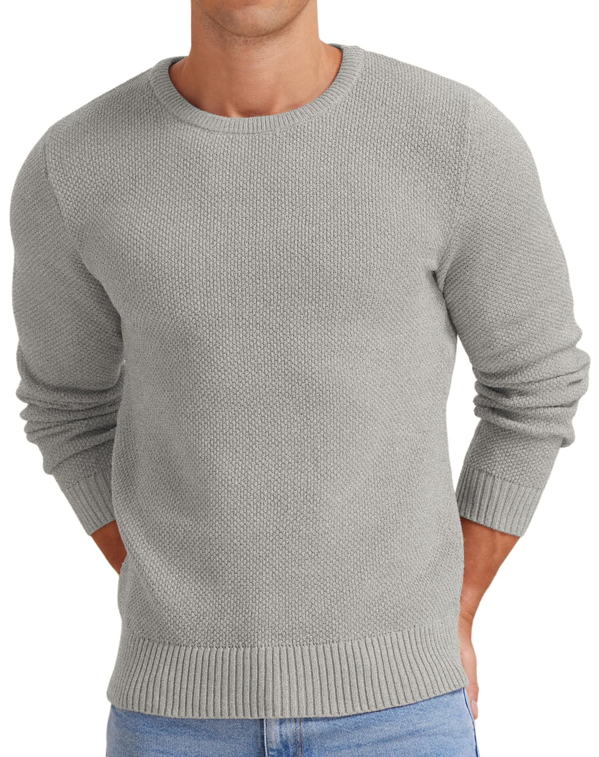 NITAGUT Men's Crewneck Sweater Soft Casual Classic Pullover Knitwear Lightweight Sweaters with Ribbing Edge