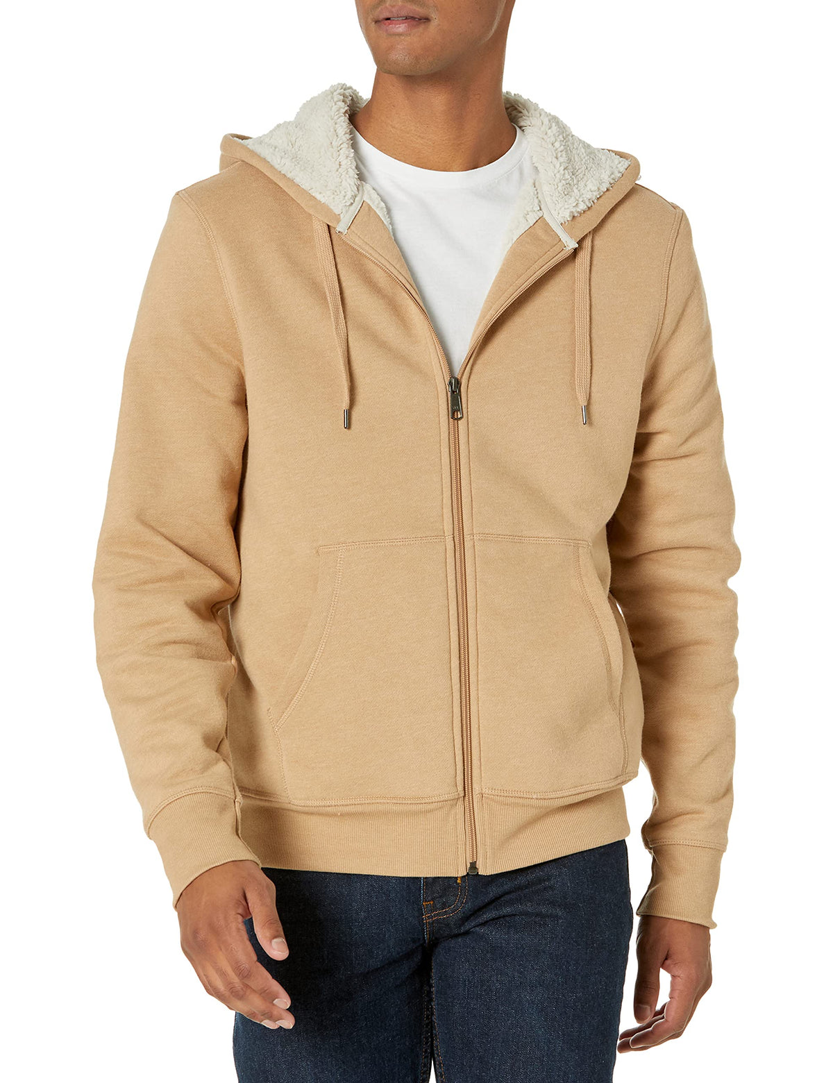 Amazon Essentials Men's Sherpa-Lined Full-Zip Fleece Hoodie Sweatshirt