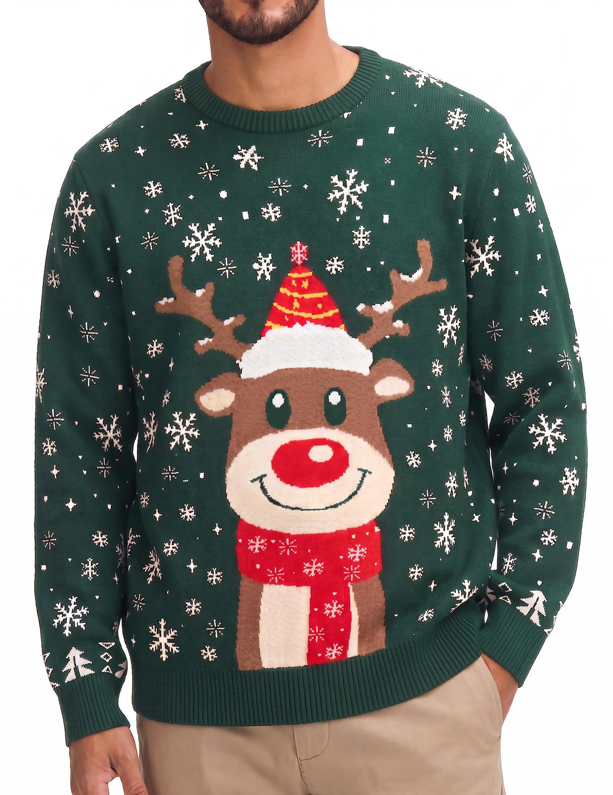 COOFANDY Ugly Christmas Sweater Mens Crewneck Long Sleeve Sweaters Pullover