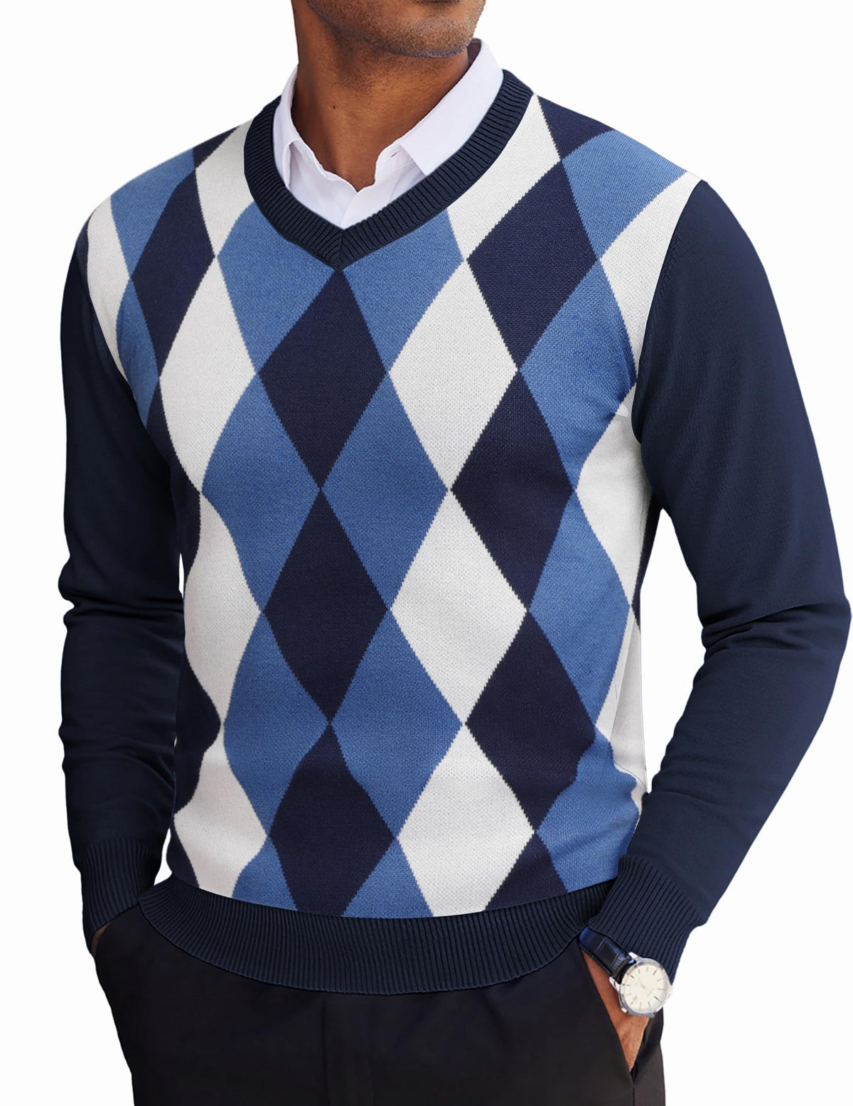 COOFANDY Men's V Neck Sweater Lightweight Knitted Pullover Sweaters