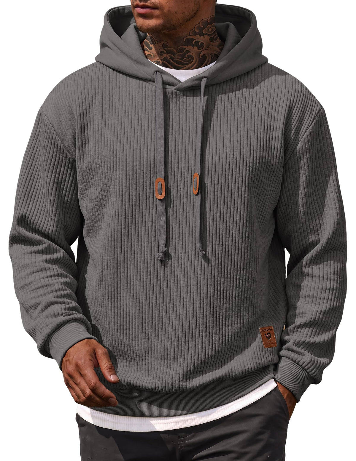 COOFANDY Men Hoodies Sweatshirt Casual Long Sleeve Drawstring Hood Pullover