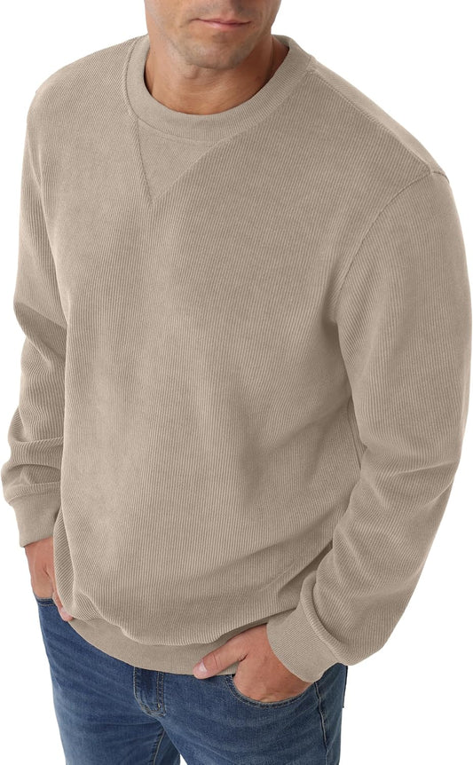 Sailwind Men's Corduroy Sweatshirt Casual Long Sleeve Crewneck Pullover Sweatshirts