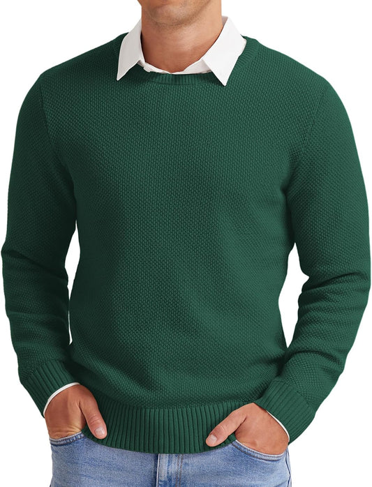 NITAGUT Men's Crewneck Sweater Soft Casual Classic Pullover Knitwear Lightweight Sweaters with Ribbing Edge