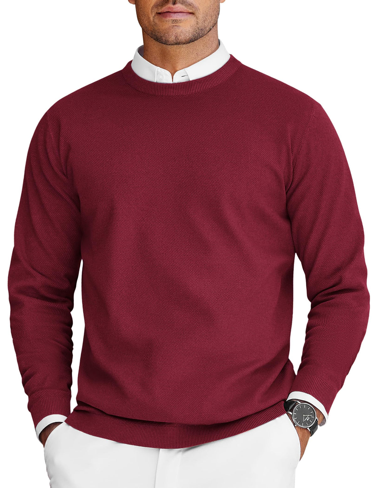 COOFANDY Mens Crew Neck Sweaters Long Sleeve Lightweight Pullover Sweater