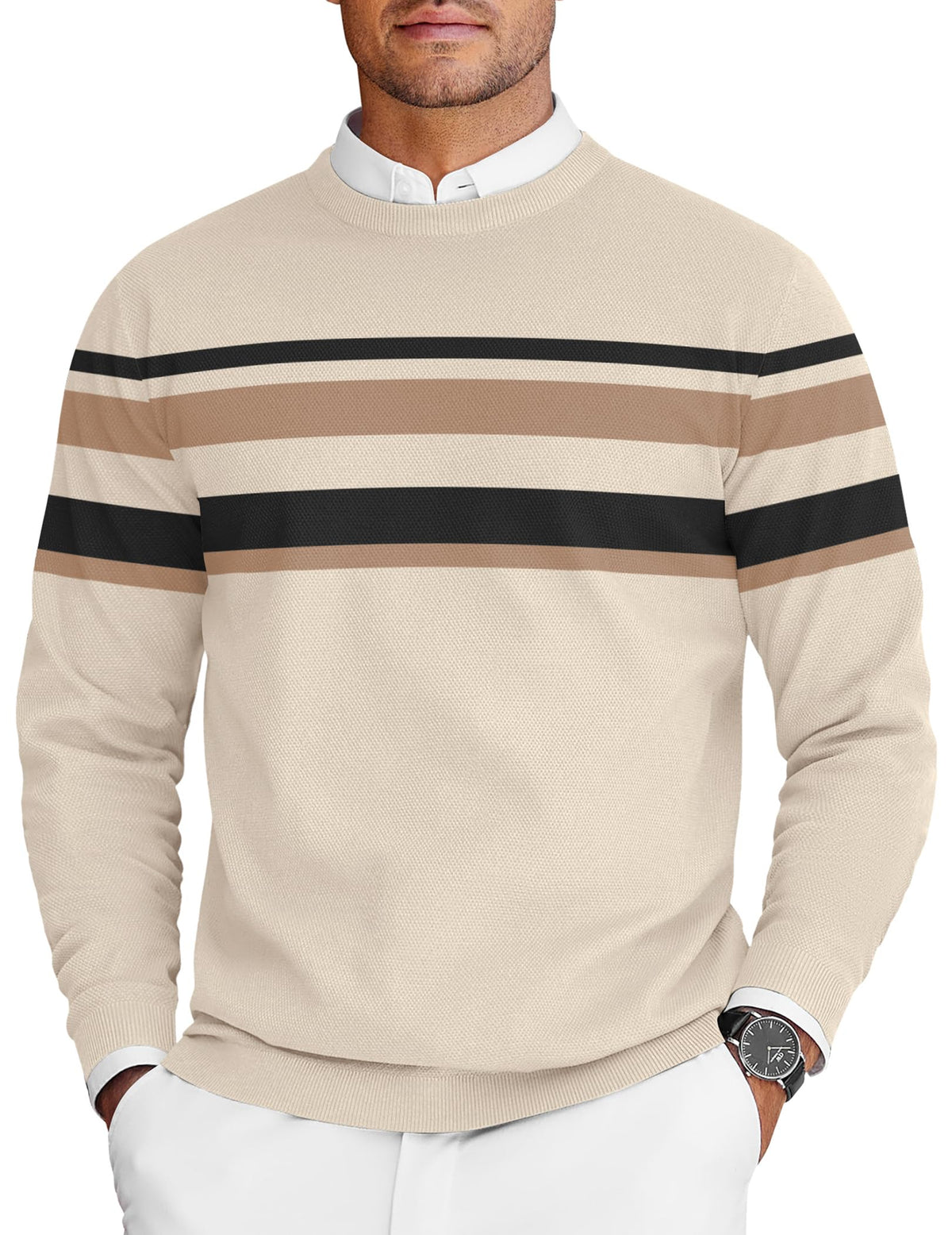 COOFANDY Mens Crew Neck Sweaters Long Sleeve Lightweight Pullover Sweater