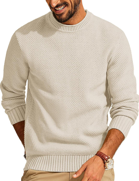 PJ PAUL JONES Mens Sweater Waffle Knit Crewneck Sweaters Textured Pullover