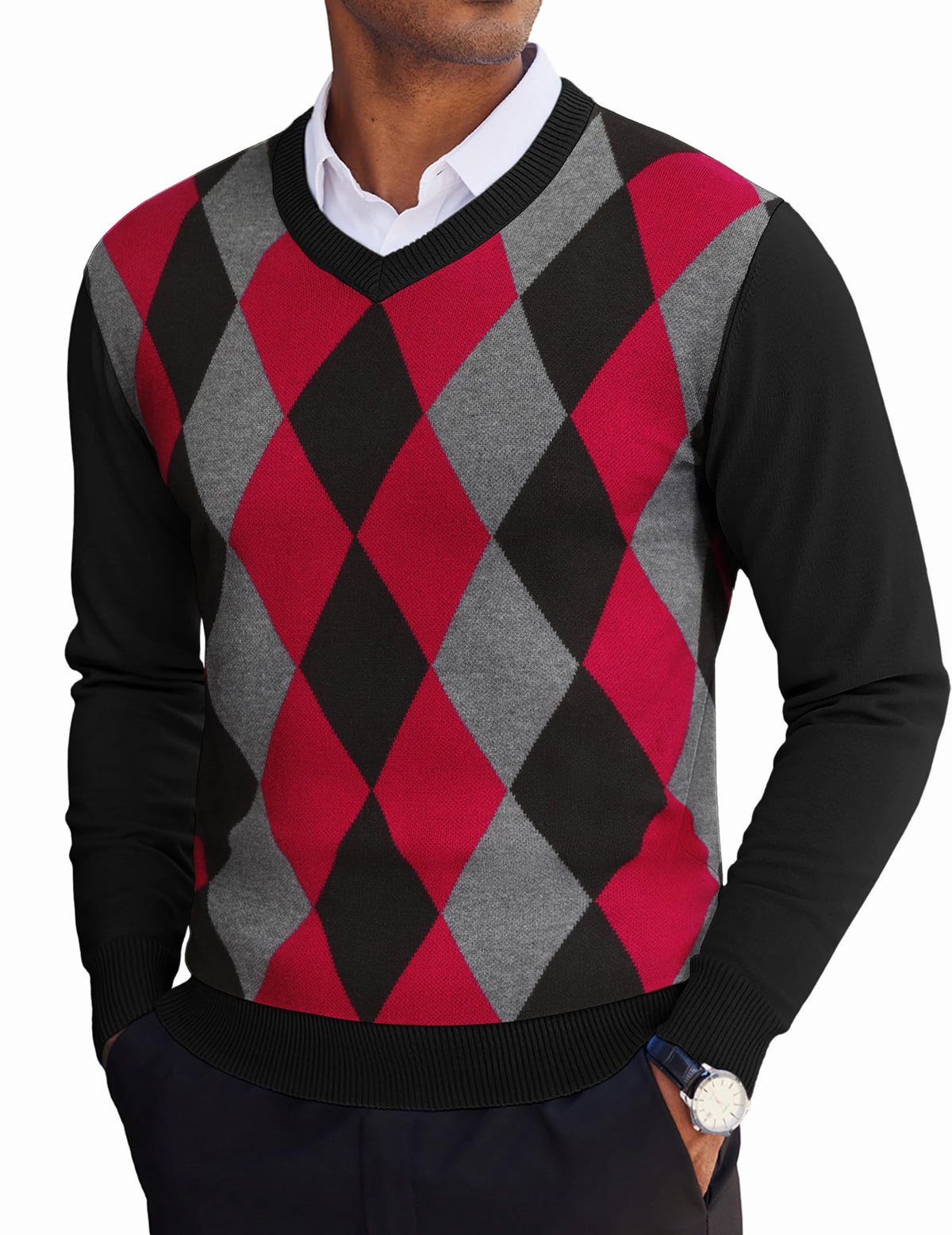 COOFANDY Men's V Neck Sweater Lightweight Knitted Pullover Sweaters