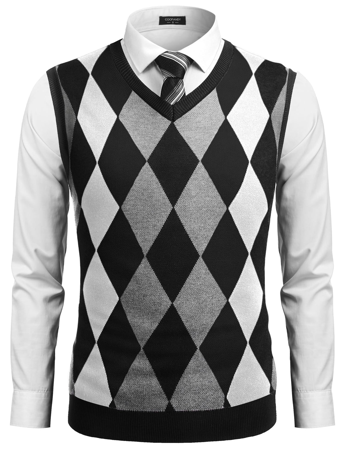 COOFANDY Men's Sleeveless V Neck Pullover Sweater Argyle Knit Vest Sweaters
