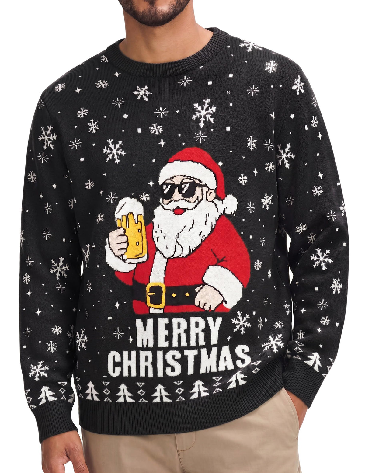 COOFANDY Ugly Christmas Sweater Mens Crewneck Long Sleeve Sweaters Pullover