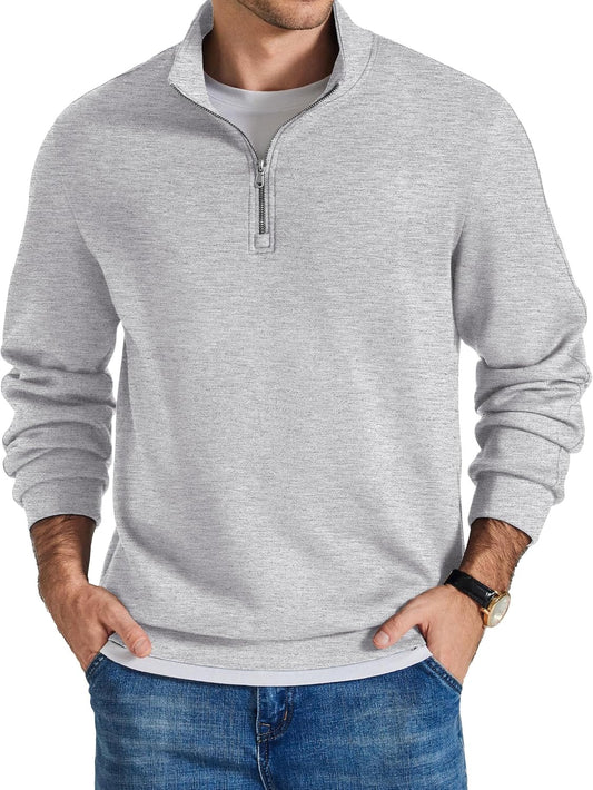 COOFANDY Mens Quarter Zip Pullover Mock Neck Sweaters Men Golf Sweatshirt
