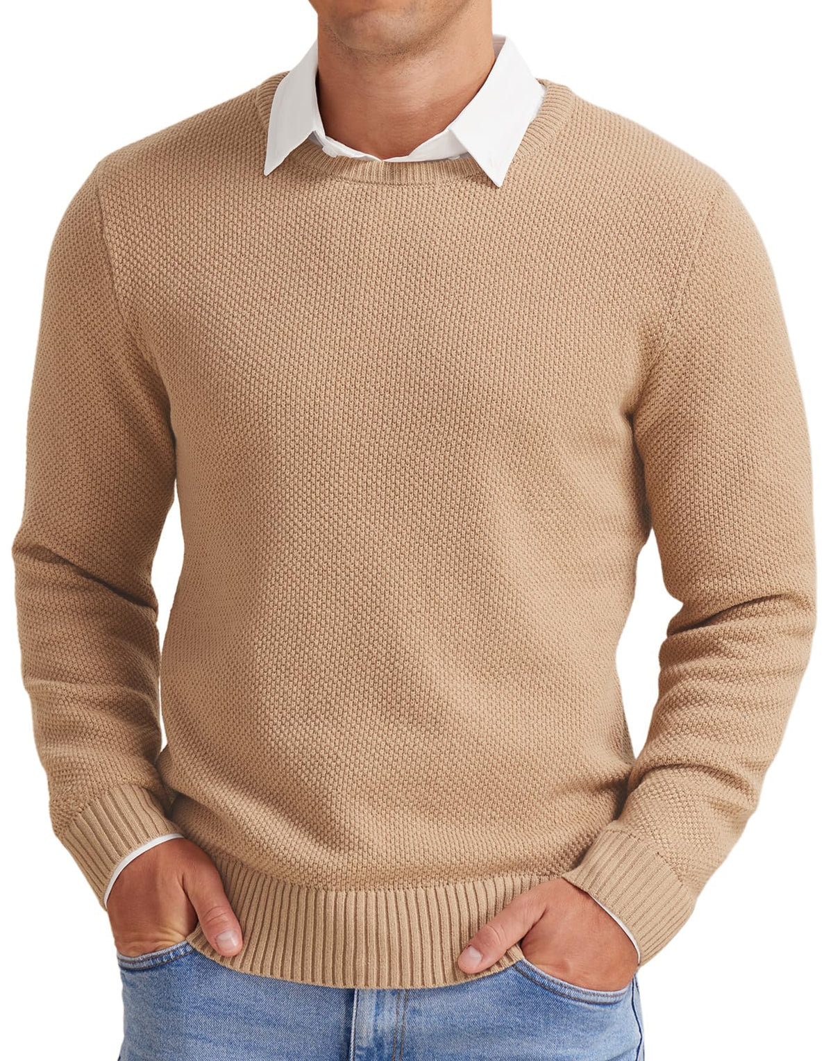 NITAGUT Men's Crewneck Sweater Soft Casual Classic Pullover Knitwear Lightweight Sweaters with Ribbing Edge