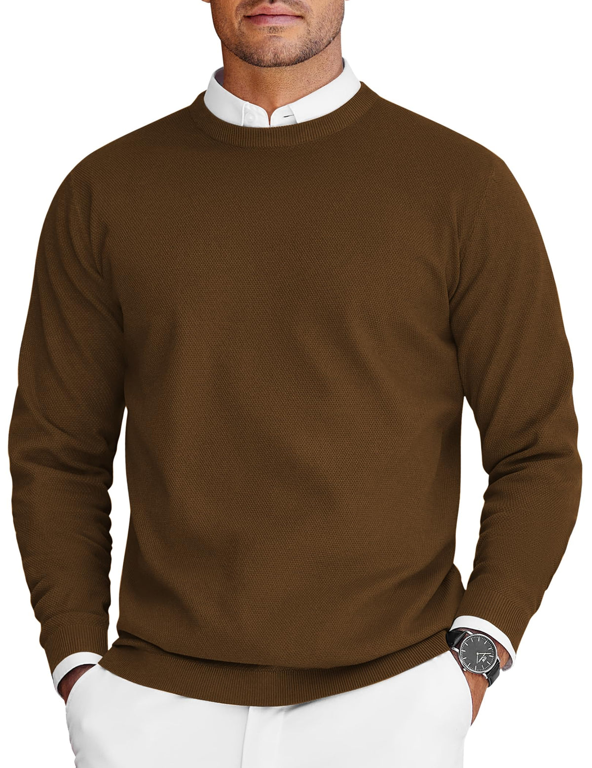COOFANDY Mens Crew Neck Sweaters Long Sleeve Lightweight Pullover Sweater