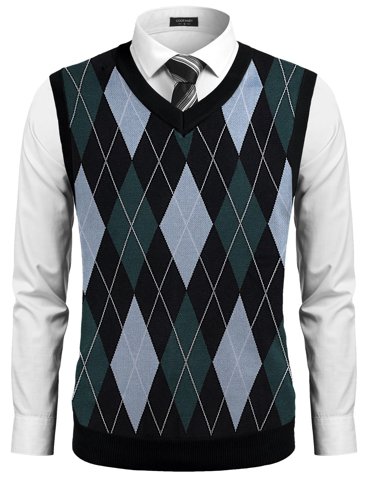 COOFANDY Men's Sleeveless V Neck Pullover Sweater Argyle Knit Vest Sweaters