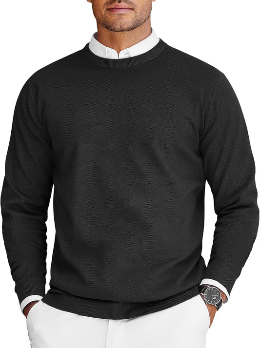 COOFANDY Mens Crew Neck Sweaters Long Sleeve Lightweight Pullover Sweater