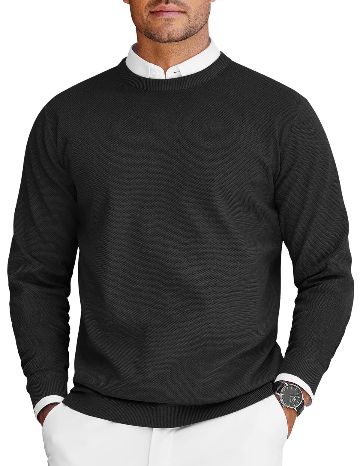 COOFANDY Mens Crew Neck Sweaters Long Sleeve Lightweight Pullover Sweater