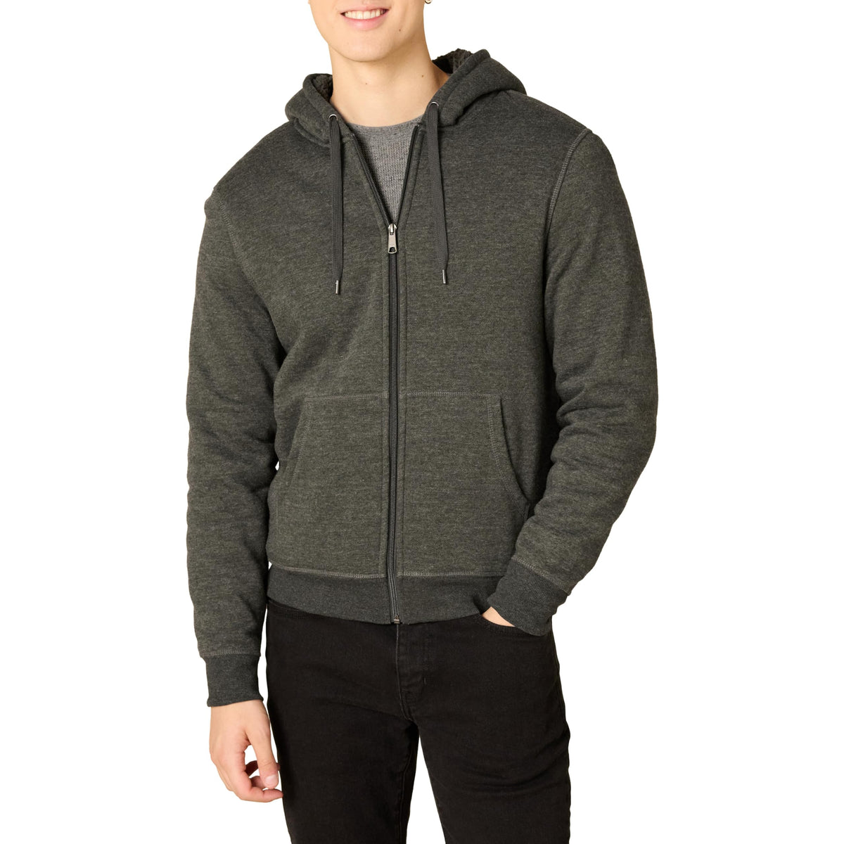 Amazon Essentials Men's Sherpa-Lined Full-Zip Fleece Hoodie Sweatshirt
