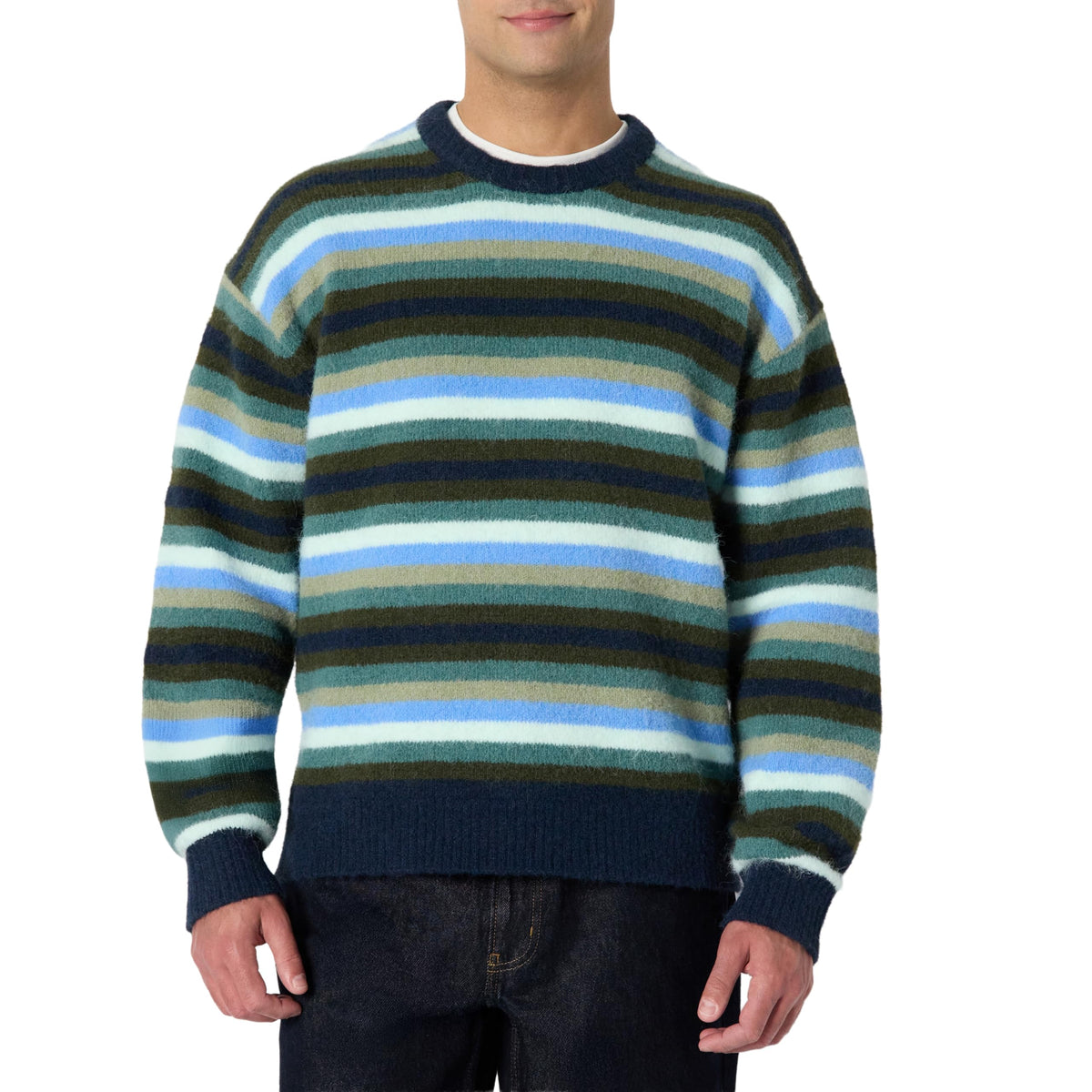 Amazon Essentials Men's Relaxed-Fit Faux Mohair Crewneck Pullover Sweater, Ribbed, Wool Blend, Heavyweight