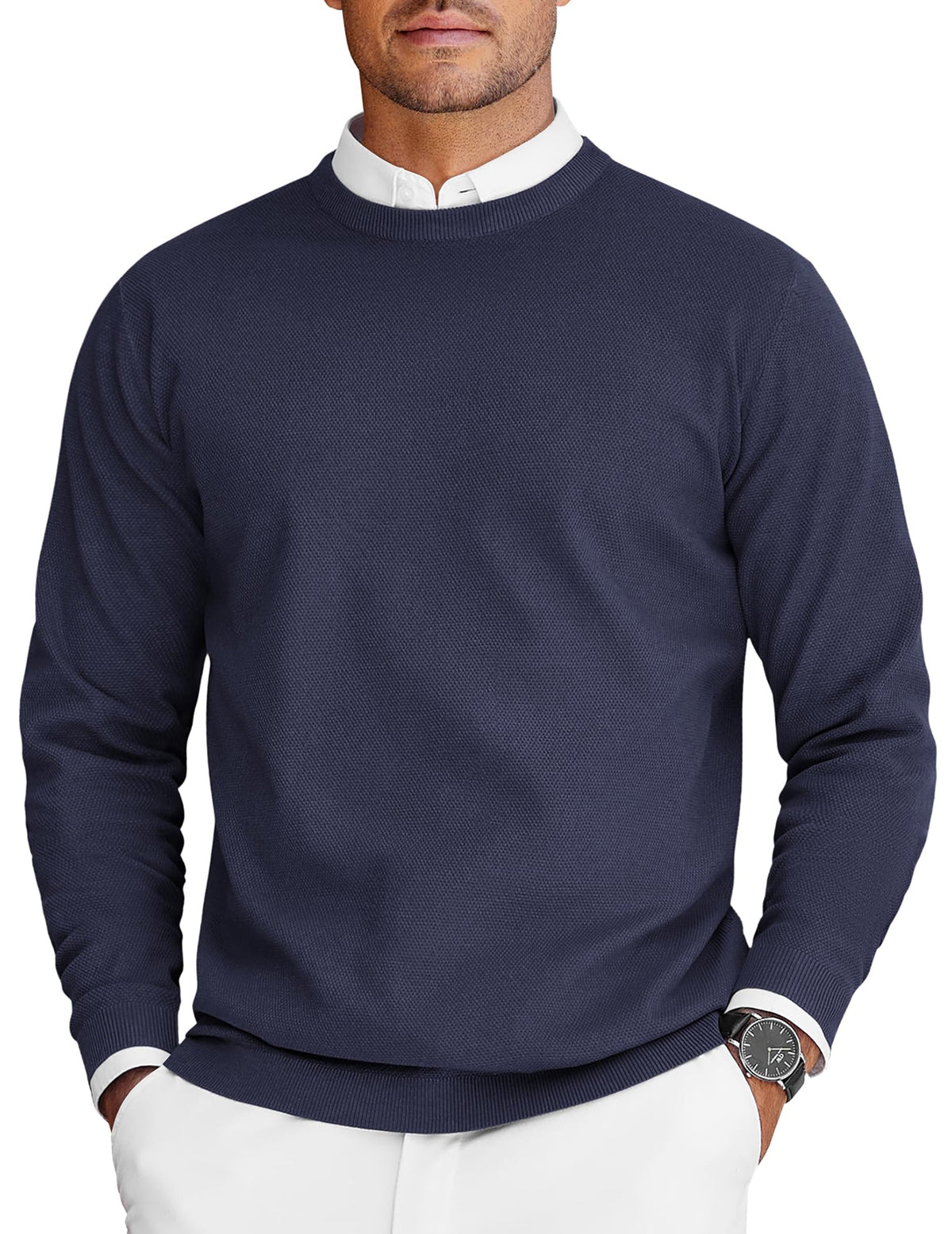 COOFANDY Mens Crew Neck Sweaters Long Sleeve Lightweight Pullover Sweater