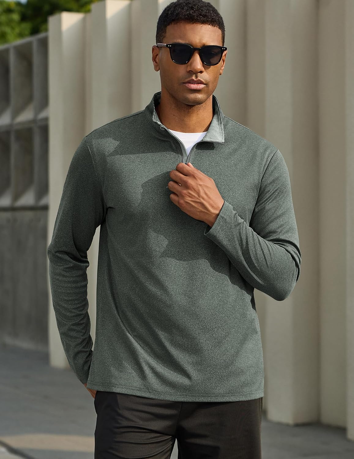 COOFANDY Mens Quarter Zip Pullover Golf Shirts Casual Mock Neck Sweatshirt