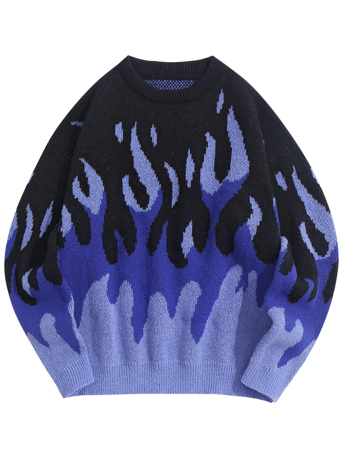 ZAFUL Men's Oversized Sweater Y2K Flame Graphic Knit Pullover Sweaters