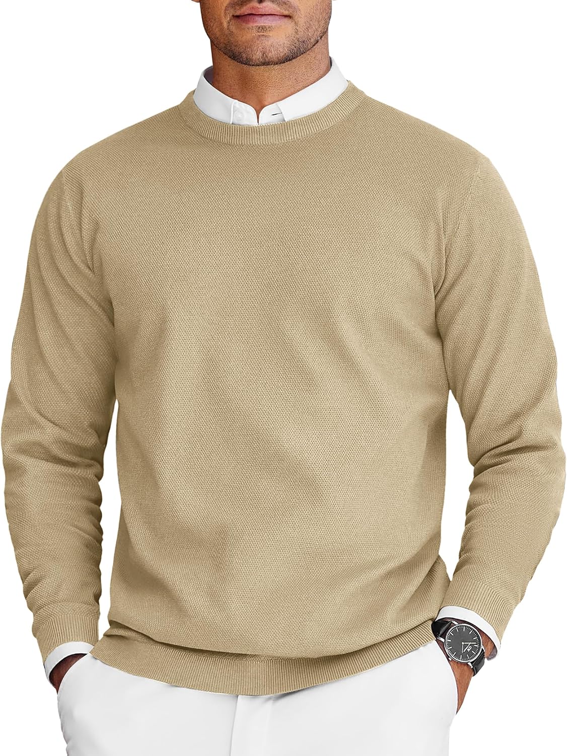 COOFANDY Mens Crew Neck Sweaters Long Sleeve Lightweight Pullover Sweater