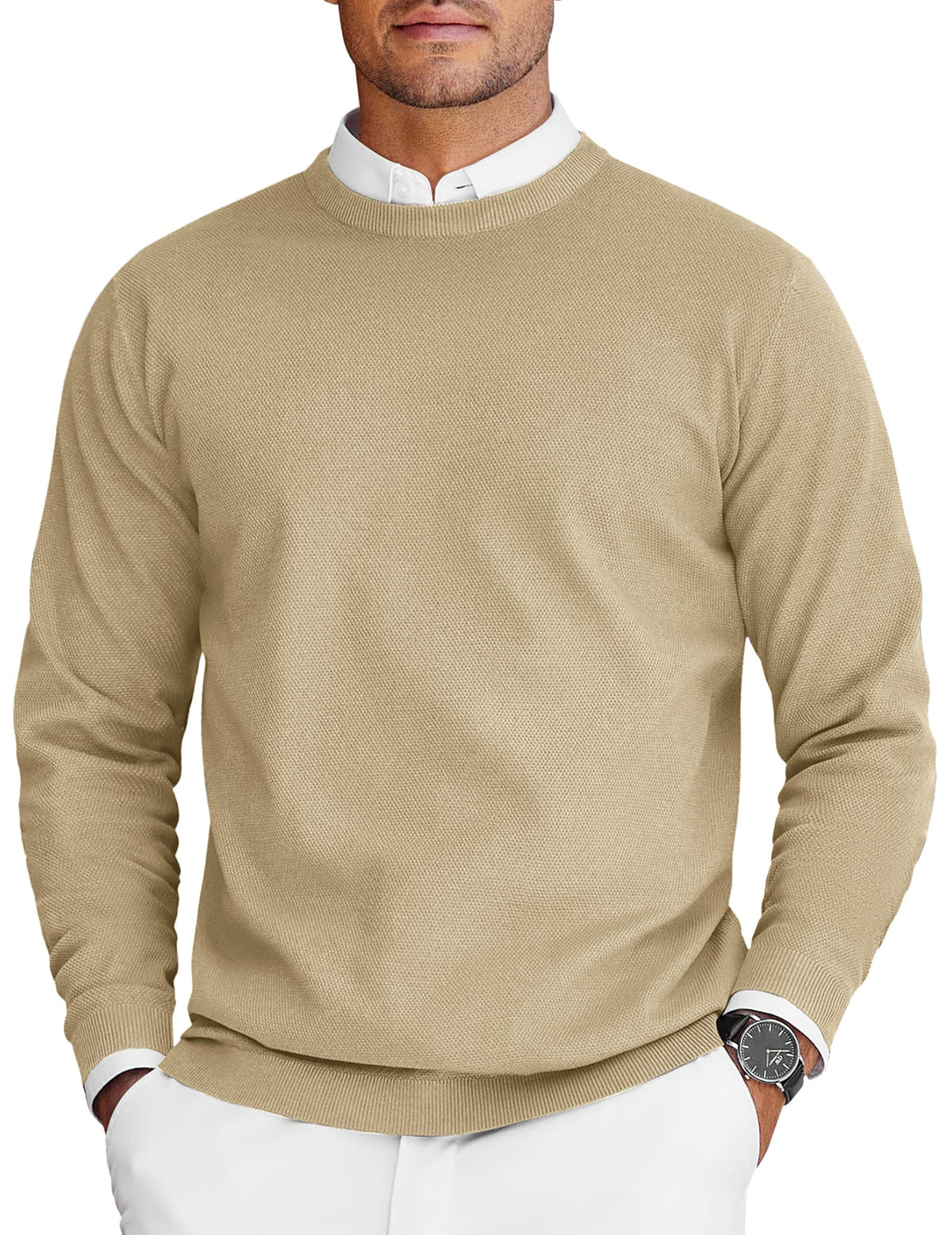 COOFANDY Mens Crew Neck Sweaters Long Sleeve Lightweight Pullover Sweater
