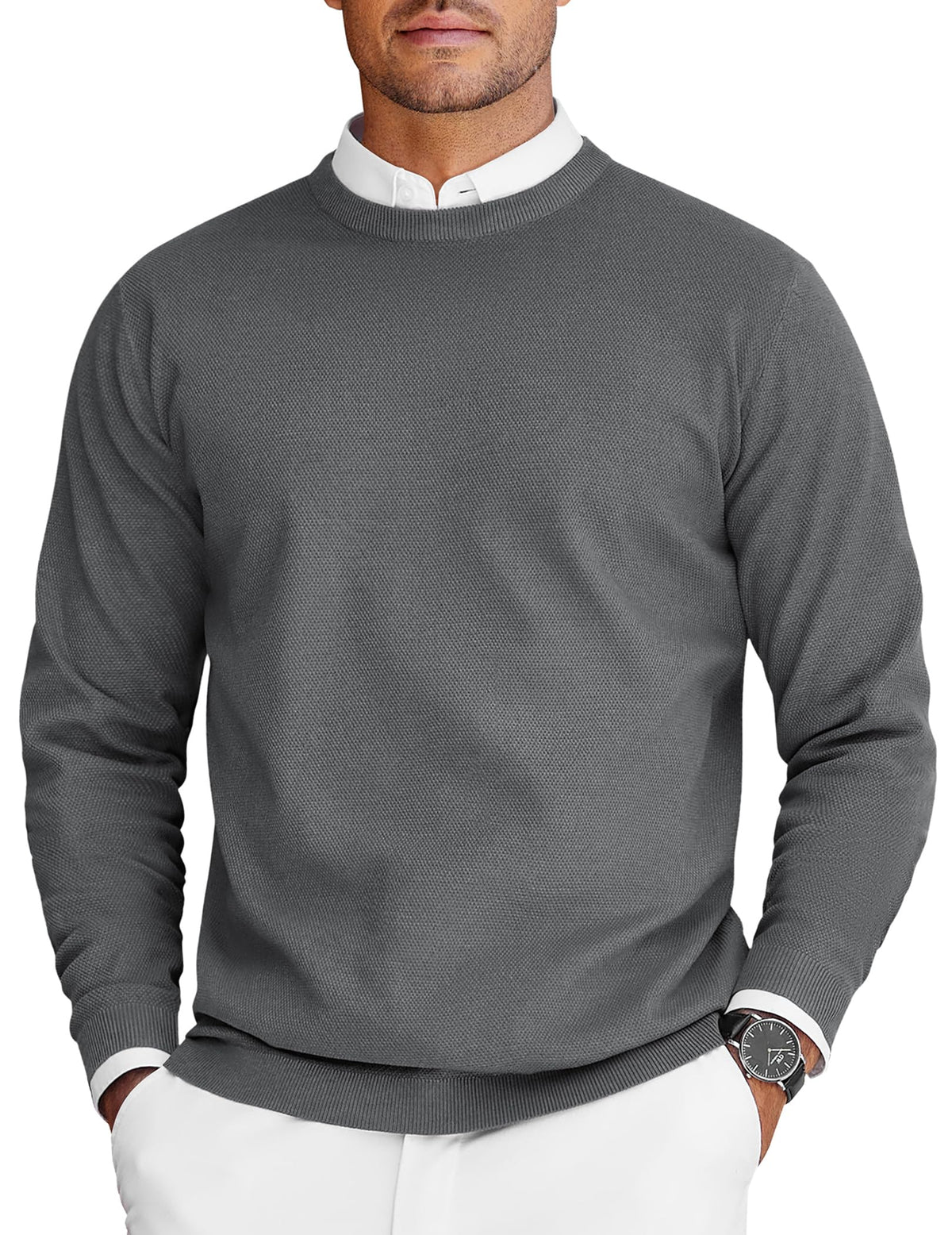 COOFANDY Mens Crew Neck Sweaters Long Sleeve Lightweight Pullover Sweater