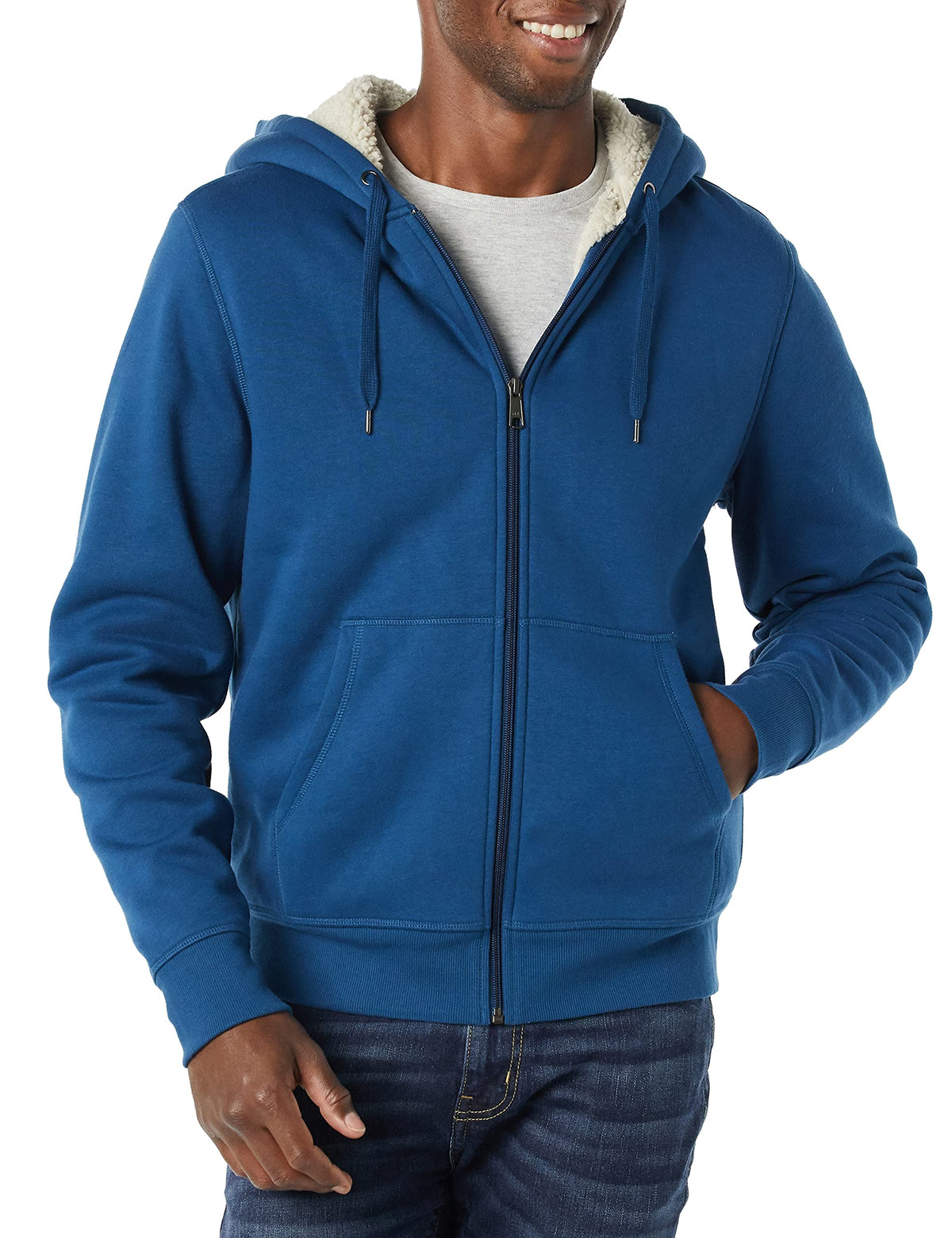 Amazon Essentials Men's Sherpa-Lined Full-Zip Fleece Hoodie Sweatshirt