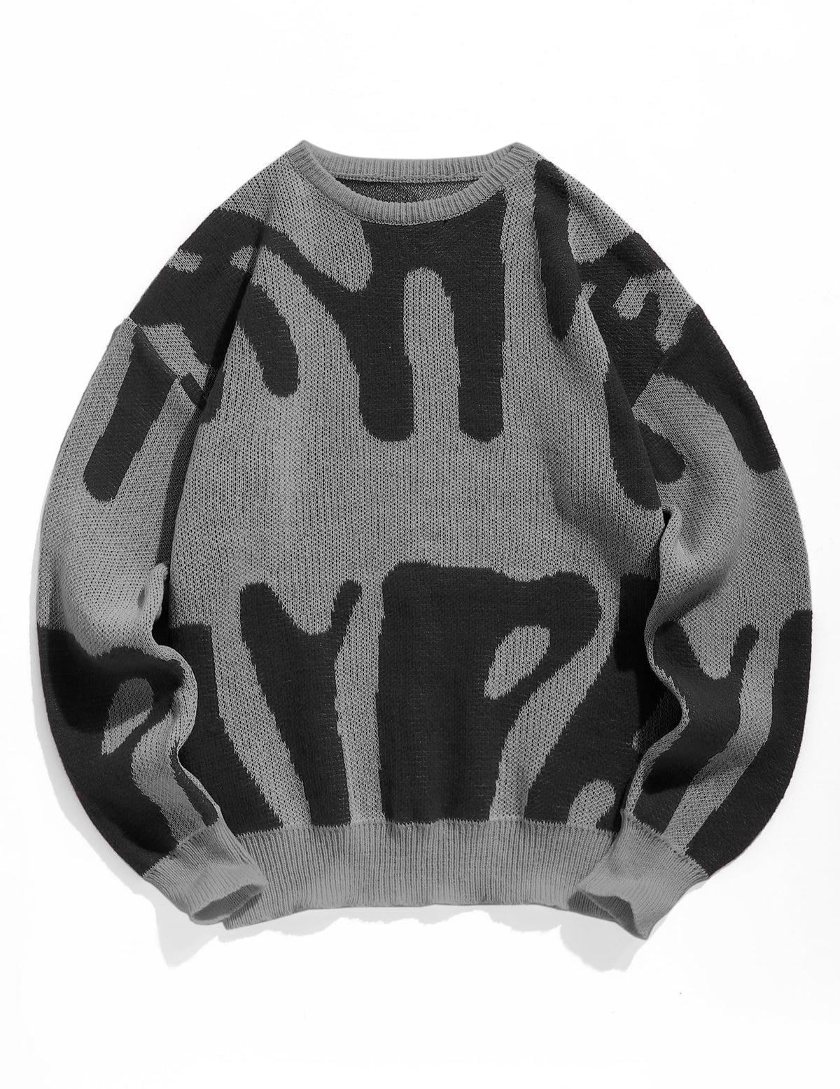 ZAFUL Men's Oversized Sweater Y2K Flame Graphic Knit Pullover Sweaters