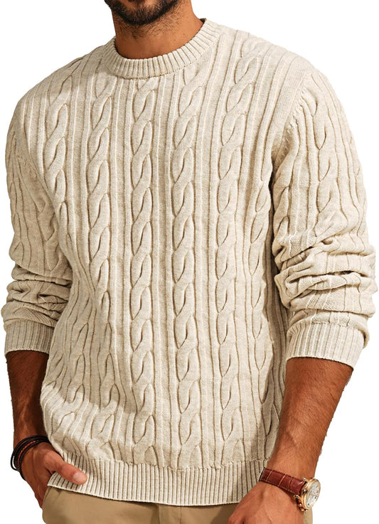 PJ PAUL JONES Mens Sweater Crewneck Cable Knit Pullover
