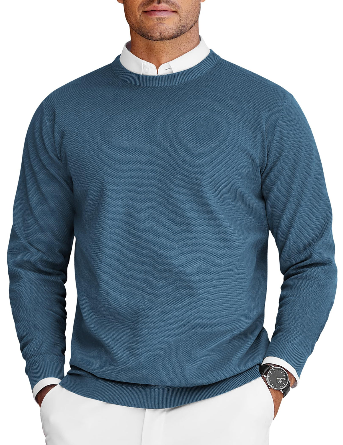 COOFANDY Mens Crew Neck Sweaters Long Sleeve Lightweight Pullover Sweater