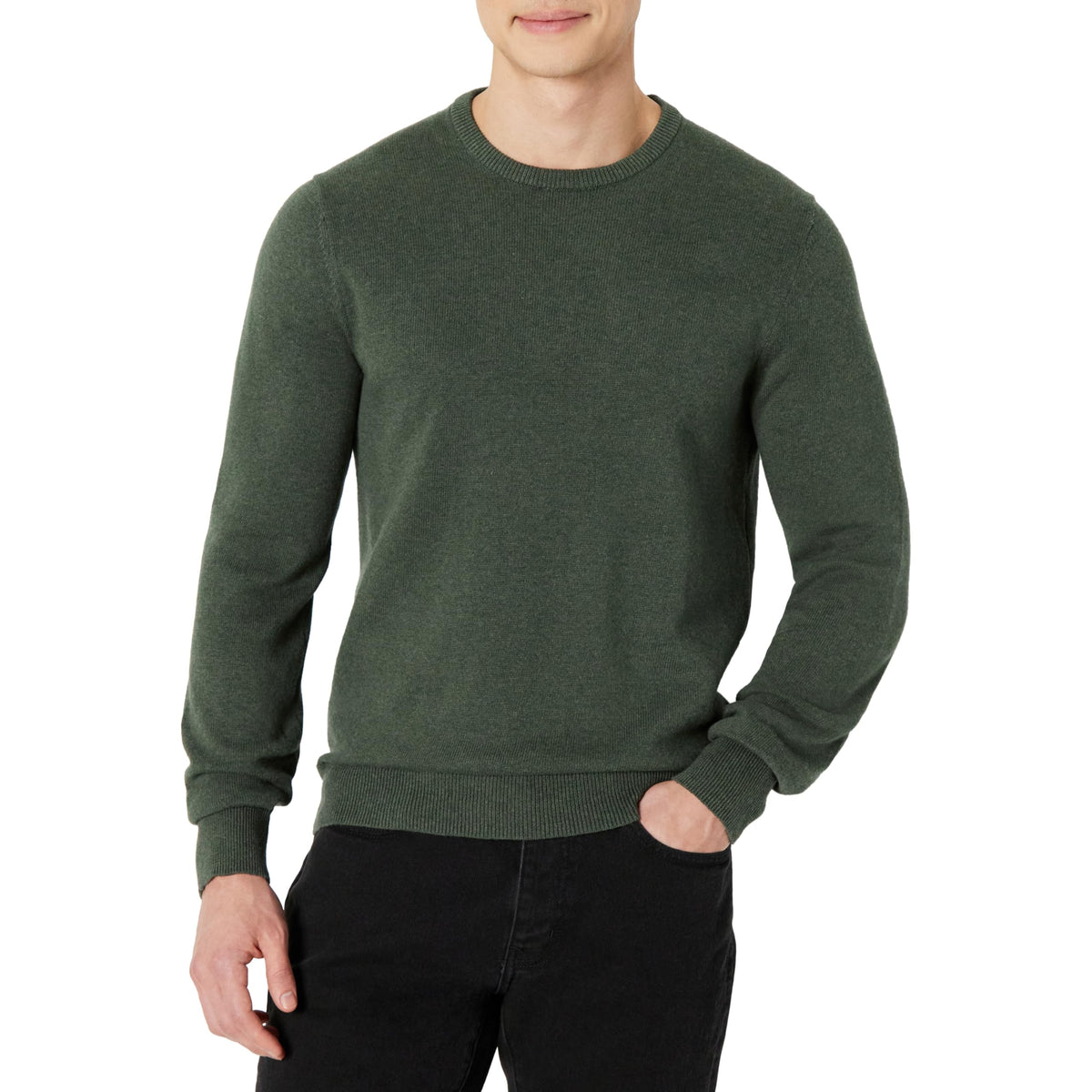 Amazon Essentials Men's Cable Knit Long-Sleeve Crewneck Sweater, 100% Cotton, Big & Tall Options Available