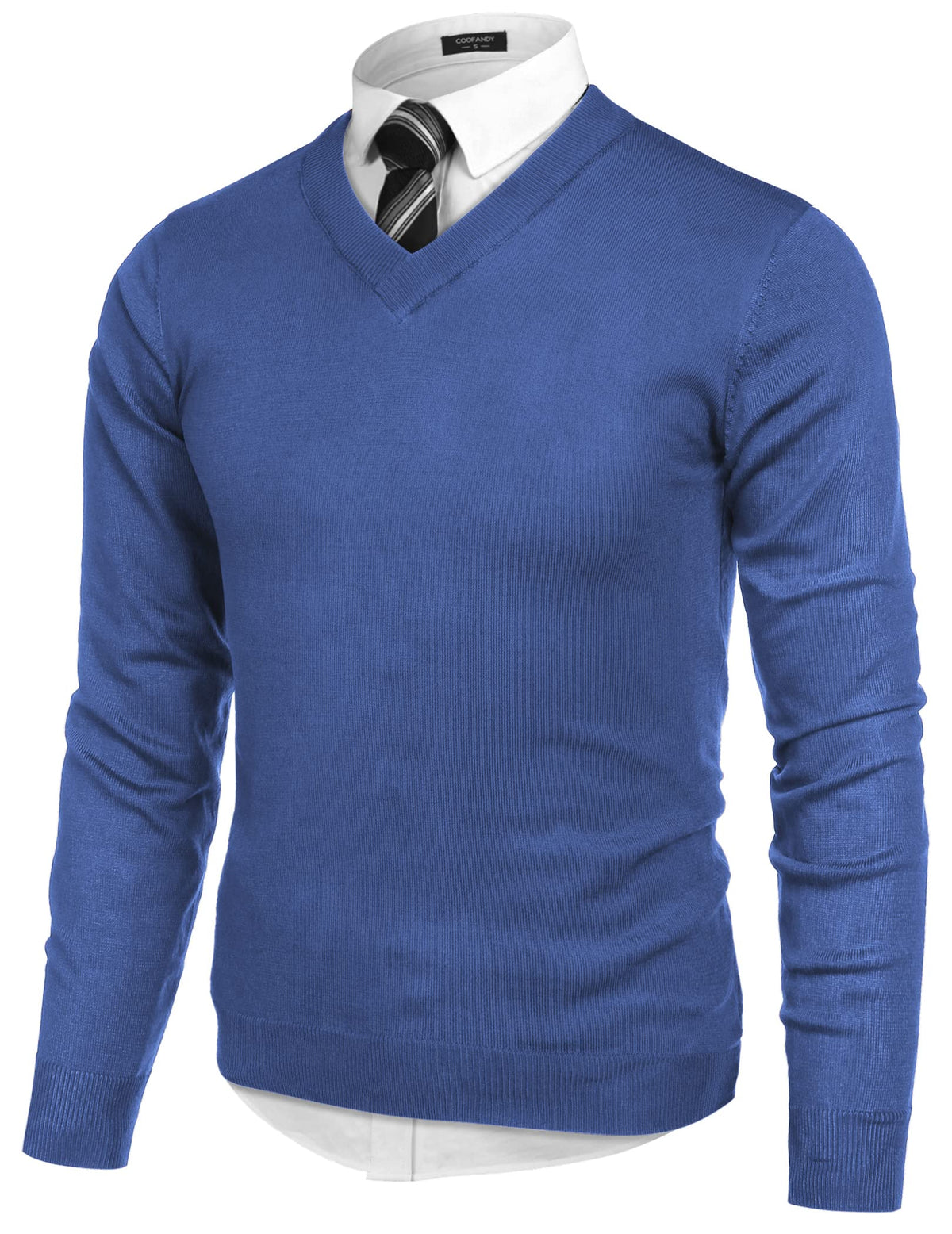 COOFANDY Mens V Neck Dress Sweater Knit Long Sleeve Pullover Sweaters