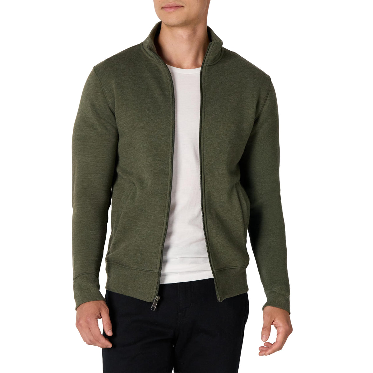 Amazon Essentials Men's Standard Full-Zip Fleece Mock Neck Midweight Sweatshirt with Pockets