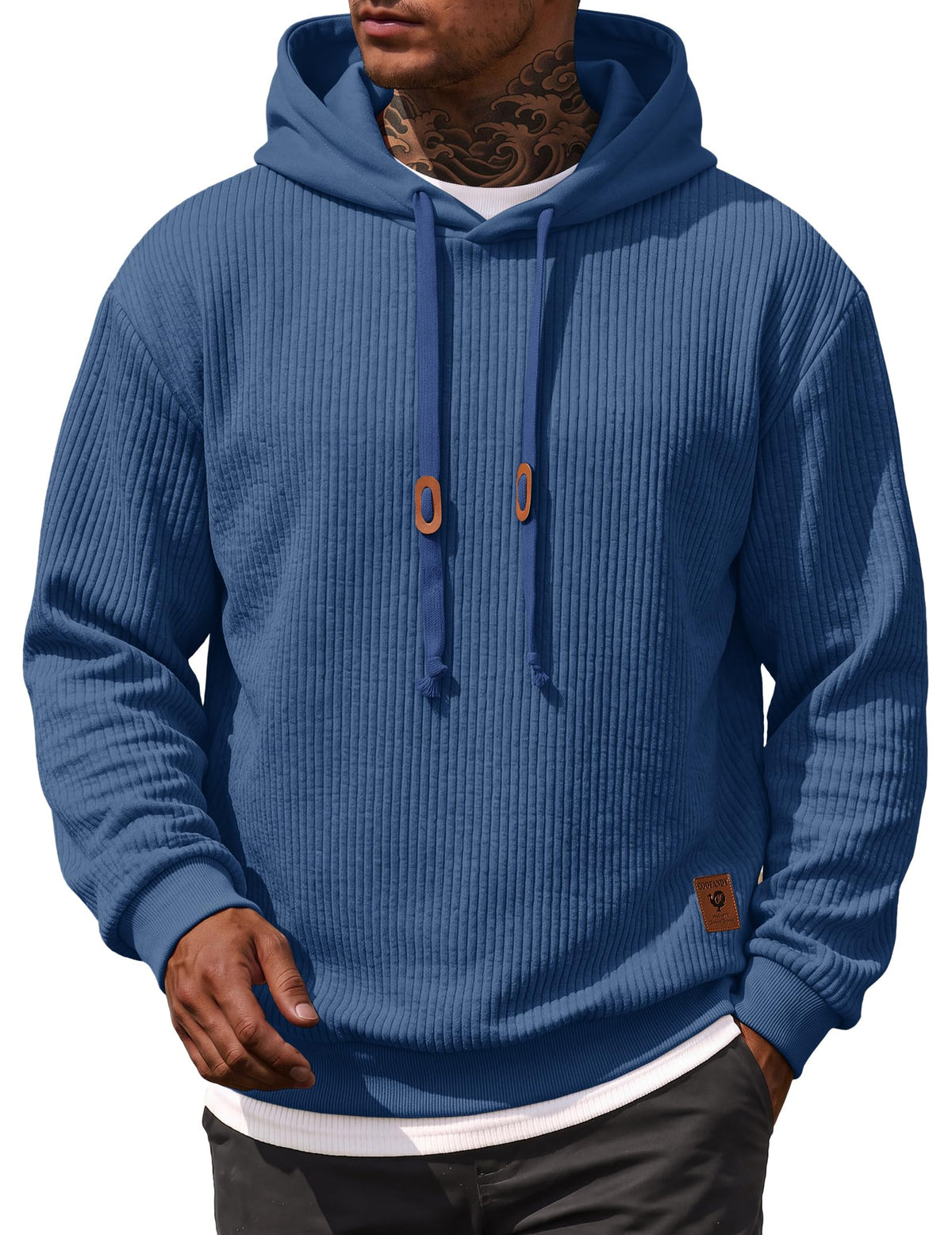 COOFANDY Men Hoodies Sweatshirt Casual Long Sleeve Drawstring Hood Pullover