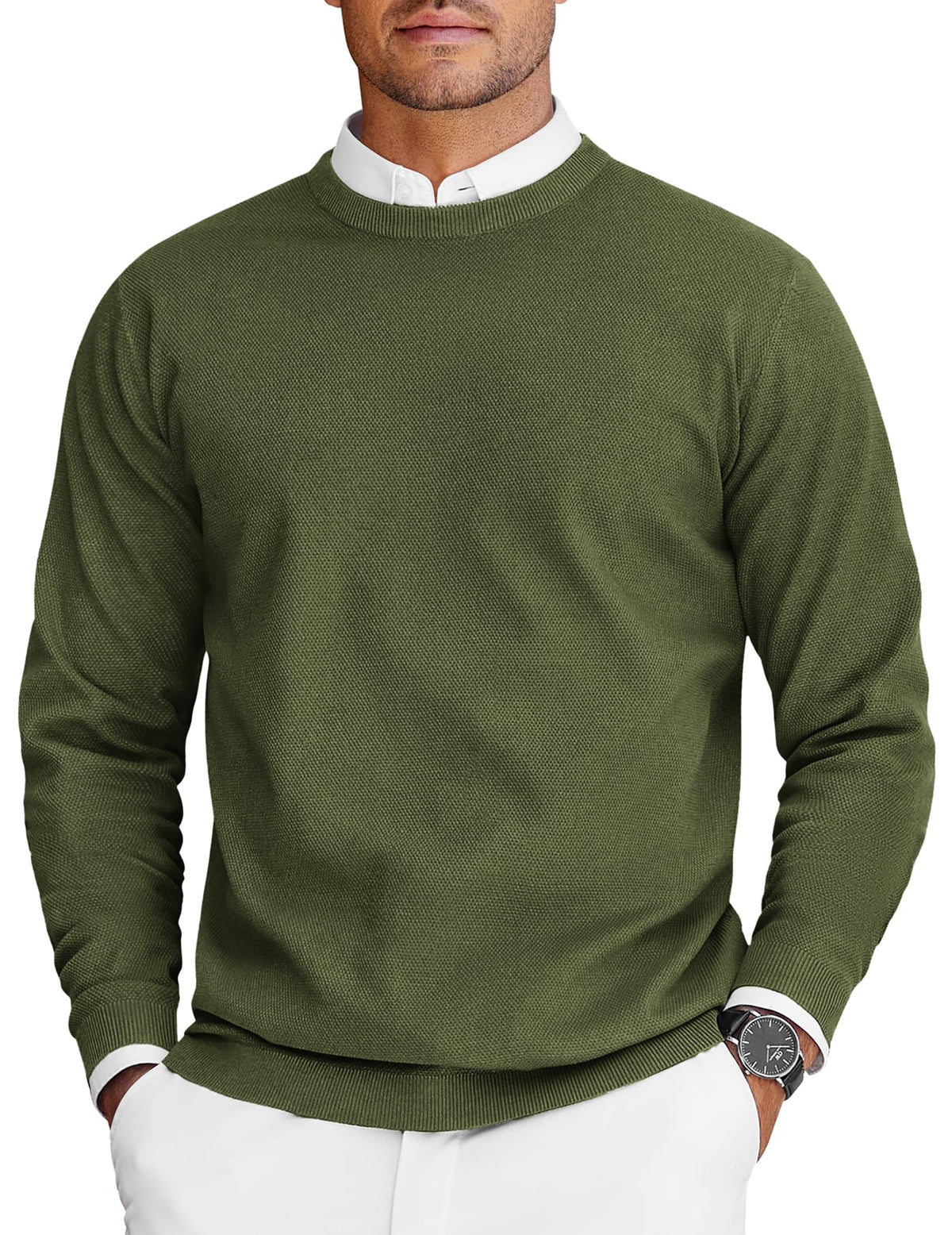 COOFANDY Mens Crew Neck Sweaters Long Sleeve Lightweight Pullover Sweater