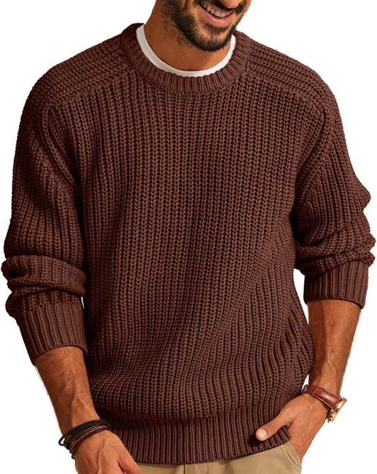 PJ PAUL JONES Men Crew Neck Textured Fisherman Sweater
